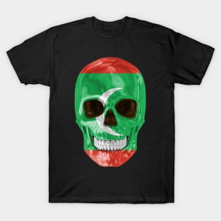 Maldives Flag Skull - Gift for Maldivian With Roots From Maldives T-Shirt